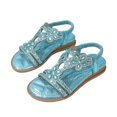 thumbnail image 2 of MIASHUI Girls Princess Sandals Kids Rhinestone Elastic Ankle Strap Casual Beach Shoes,Blue,11.5-12 Years, 2 of 8