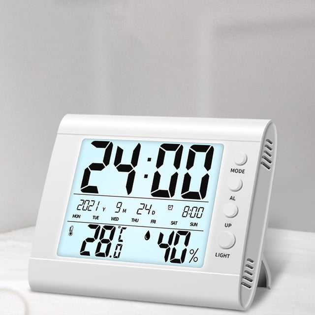 Chmadoxn Indoor Electronic Temperature Hygrometer Luminous Large Screen Digital Display Desktop Small Alarm Clock Household Temperature Hygrometer Household wet thermometer