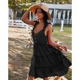 thumbnail image 4 of YNIQUE Womens Summer Casual Spaghetti Strap Smocked Ruffled Vacation Mini Dress, 4 of 6