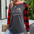 thumbnail image 4 of PVCS Christmas Shirts For Women Plaid Splicing Tops Long Sleeve Trendy Sweatshirts Blouse Tops, 4 of 6