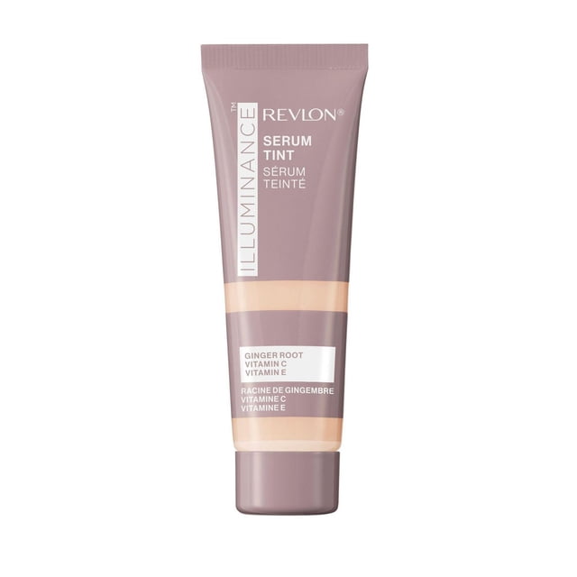 Revlon Illuminance™ tube de Teinte Sérum en mauve Atténué avec Bande beige, Fond de Teint Liquide Offrant de la Lumière à Couvrance Modulable Qui Unifie le Teint et Hydrate avec Racine de Gingembre, Vitamine C et Vitamine E pour une Lueur Naturelle et Saine.