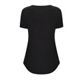 thumbnail image 3 of 2025 Hauts de Maternité à Manches Courtes Unis pour Femmes Col Rond à Rayures Imprimées Pantalons de Maternité Grande Taille Hauts d'Allaitement T-Shirt Blouses de Maternité pour, 3 of 4