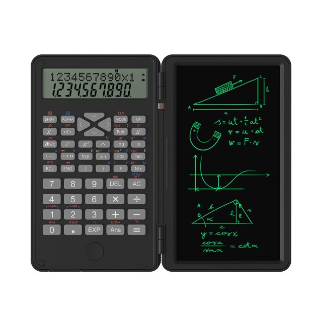 Scientific Calculator with Erasable Writing Board 240 Functions 2 Line LCD Display Foldable Financial Math