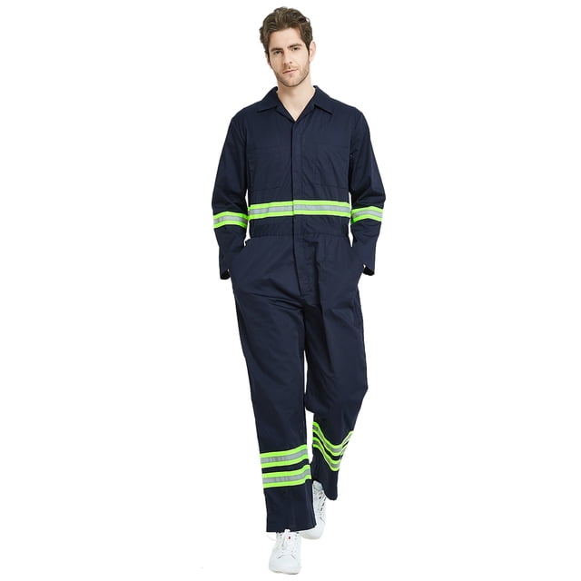 TOPTIE Combinaison de Travail Classique pour Hommes à Haute Visibilité avec Garniture Réfléchissante, Entrejambe Régulier