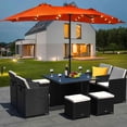 thumbnail image 1 of Costway Parasol de Marché à DEL Solaires Double Face de 15 Pi pour Patio avec Manivelle et Base, Orange, 1 of 9