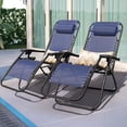 thumbnail image 1 of Homall Chaise Zéro Gravité Pliable pour Patio avec Porte-Gobelet, Fauteuil Inclinable d'Extérieur Réglable en Tissu Textilène, Chaise Longue Portable, Lot de 2, Bleu, 1 of 8