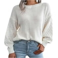 thumbnail image 2 of zanvin Chandails des Fêtes pour Femmes Mode Décontractée Coloré Manches Longues Épaules Dénudées Chandail en Tricot Col Rond Chandail Cadeaux, 2 of 6