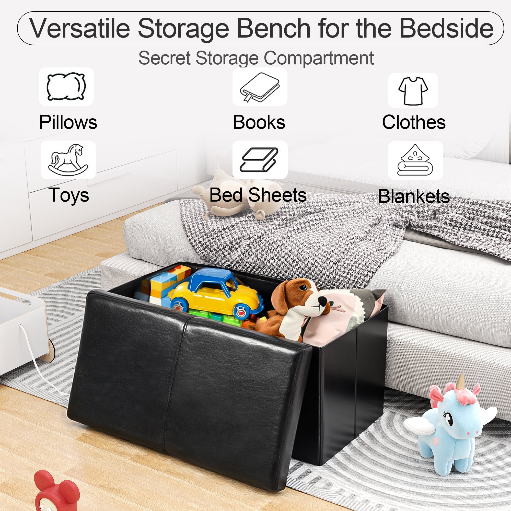 Homy Casa Lot de 2 bancs de rangement pour jeux de société – Siège pratique et organisateur pour jeux et cartes