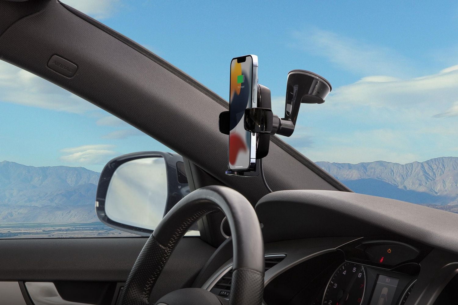 Scosche UQ3WDV-SP Qi-enabled Wireless Charging Universal Phone Mount w/ Stick Grip Black