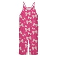 thumbnail image 4 of Girls Romper Bow Print Jumpsuits Rompers for Girls Spaghetti Strap Rompers with Pockets Girls Summer Outfits 4-5 Y, 4 of 5