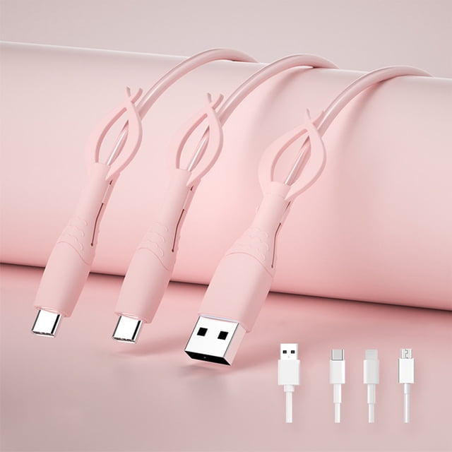 Amzcrzy Silicone Mobile Phone Data Cable Protective Cover Opposition Bend And Break Charging Cable Head Cover Three Piece Set Suitable For Android And Apples Silicone data cable protective sheath