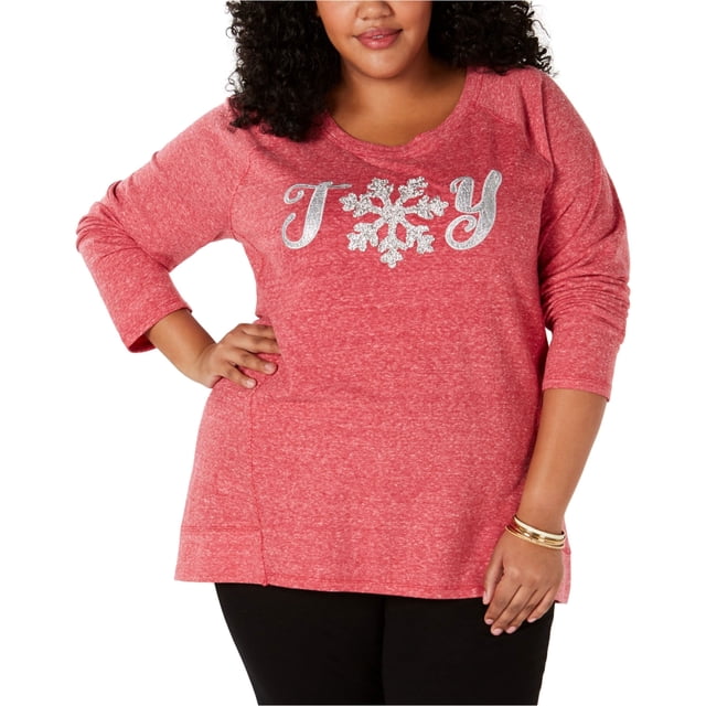 Style & Co. Womens Joy Sweatshirt, Red, Plus Size, 3X