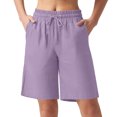 thumbnail image 2 of Summer Clearance! Womens Plus Size Pants,Summer Pants for Womens,Ladies' Summer Fashionable Design Casual And Comfortable High Waisted Loose Drawstring Multi Pocket Five Quarter Pants, 2 of 5