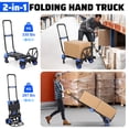 thumbnail image 2 of Diable Pliable 2-en-1 Convertible - Capacité Robuste de 330 Lb - Panier Amovible - Poignée Rétractable et 4 Roues - Chariot Utilitaire Portable pour la Maison, le Bureau, le Déménagement d'Entrepôt - Bleu, 2 of 8