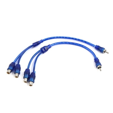 REGALWOVEN 2 Pcs Mâle à 2 Femelles RCA Amplificateur Audio Séparateur Adaptateur Câble en Y Fil Bleu
