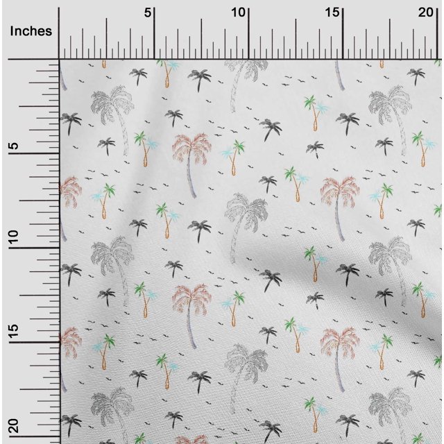 oneOone Viscose Jersey Fabric Bird & Palm Tree Print Fabric By Yard 60 Inch Wide