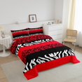 thumbnail image 3 of Erosebridal Ensemble de Literie Imprimé Guépard Grand, Couette Rouge, Décor Animal de Ferme, Réversible 3 Pcs, 3 of 7