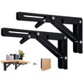 thumbnail image 1 of 2Pcs Folding Shelf Bracket 250Mm Folding Bracket Wall Shelf Heavy Duty Folding Bracket Black Folding Console Bracket For Table Wall Shelf 50Kg Load Bearing, 1 of 5