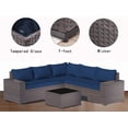 thumbnail image 3 of Kullavik 6 Pieces Patio Furniture Sets All Weather Outdoor Sectional Sofa Manual Weaving Wicker Rattan Patio Conversation Set with Cushion and Glass Table (Navy Blue), 3 of 7