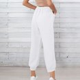 thumbnail image 4 of Pantalons Haren en Coton Lin Ample Taille Haute Bas Fermé Décontracté Blanc, 4 of 8
