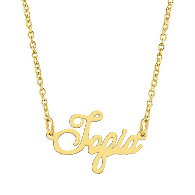 KISPER 18K Gold Plated Stainless Steel Personalized Name Pendant Necklace, Sofia