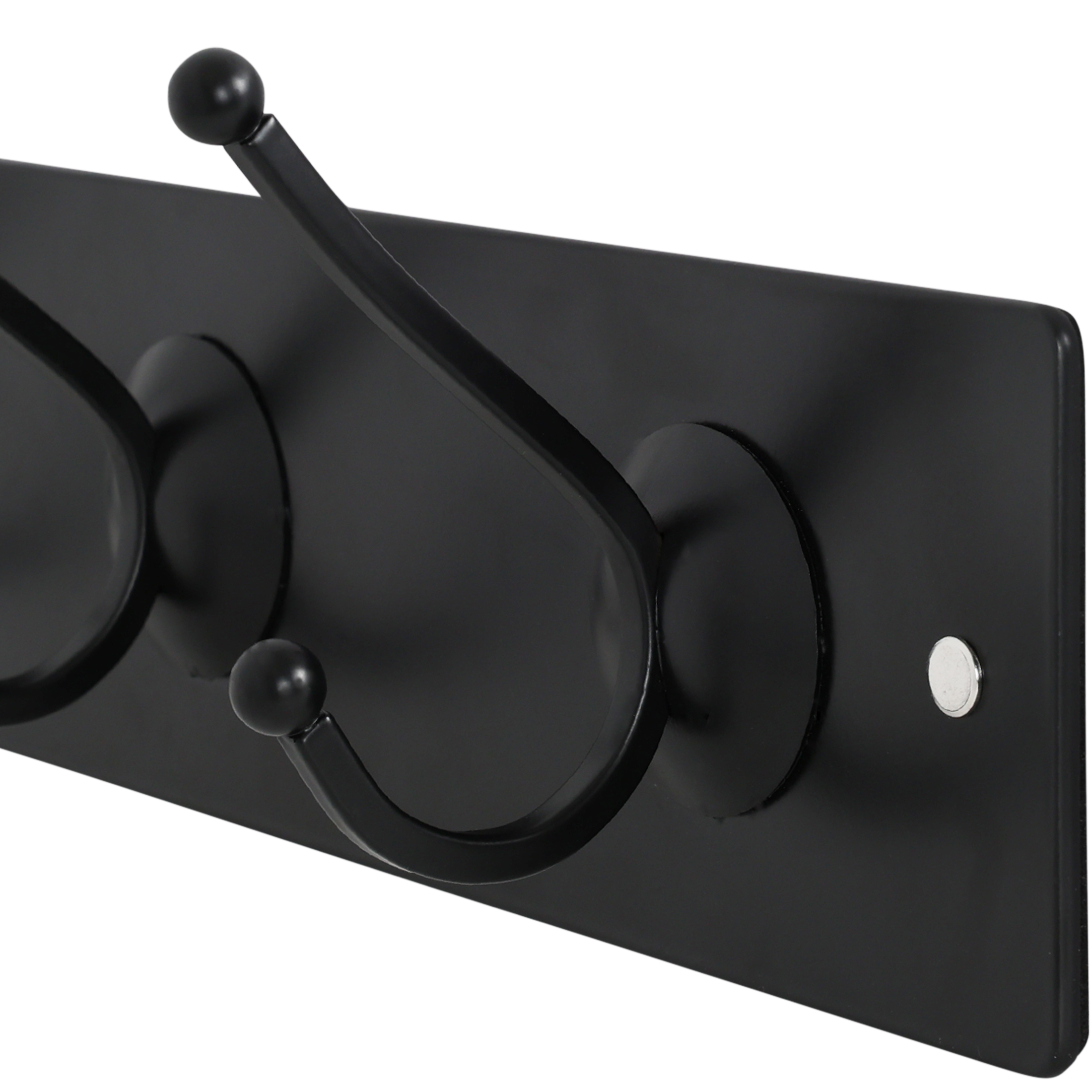 Era Classic 3 Peg Rail; Metal Wall Mount Rail, Traditional Space-Saving Storage Organizer for  Clothes, Hats, Coat, Bathrobe, Black