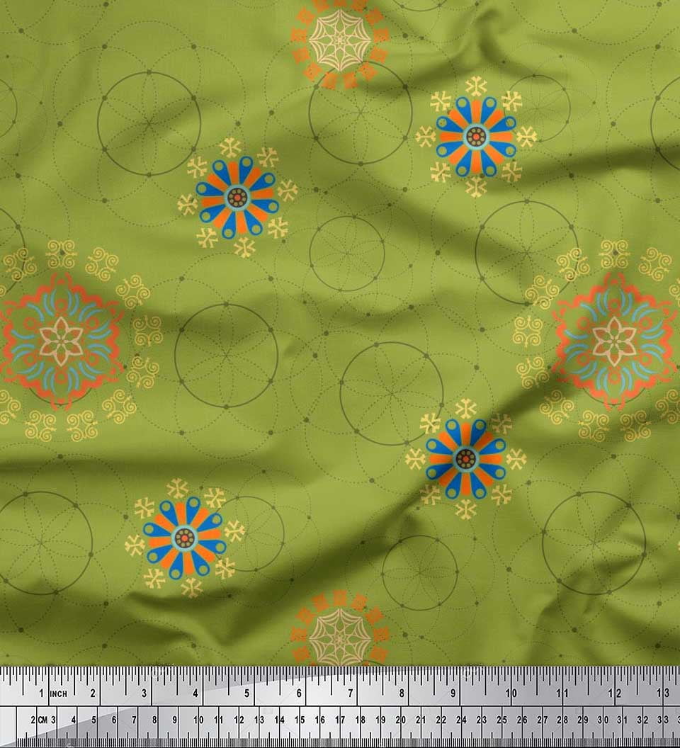 Soimoi Rayon Fabric Mandala Ethnic Printed Craft Fabric by The Yard 56 Inch Wide