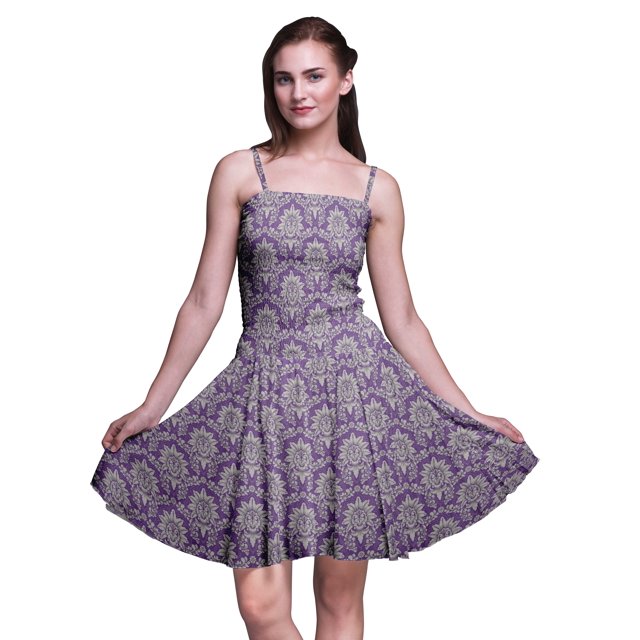 Bimba Floral Printed Women Smocked Waist Top Spaghetti Strap Mini Sun Dress-Small