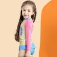 thumbnail image 4 of Kid Girl Rash Guard Swimwear Cute Long Sleeve Sun Protection Toddler Girls Swimsuit 6-7 Years, 4 of 5
