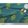 thumbnail image 2 of Soimoi Polyester Crepe Fabric Leaves,Bird & Floral Block Print Sewing Fabric Yard 42 Inch Wide, 2 of 3