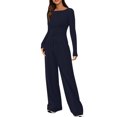 thumbnail image 1 of Timegard Womens Going out Sets 2 Piece Fall Casual Slim Long Sleeve Tops Wide Leg Pants Solid Color Sets, 1 of 7