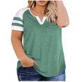 thumbnail image 1 of Summer Plus Size Ladies Summer Tops Clearance Women‘s Plus-Size Tops For Women Summer V Neck T Shirts Color Block Raglan Tees V Neck Tshirt Women on Clearance, 1 of 4