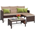 thumbnail image 2 of Costway 3PCS Patio Wicker Rattan Sofa Set Outdoor Sectional Conversation Set Garden Lawn, 2 of 6