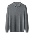 thumbnail image 3 of Chandail Tricoté Mince à Manches Longues pour Homme à Col Chemise Uni - Couche de Base Ajustée en Polyester Spandex, 3 of 4