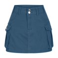 thumbnail image 1 of FAIWAD Jupe Cargo Décontractée pour Femme Été Taille Haute Jupe Portefeuille Mini Jupe Couleur Unie Jupe à Poches à Rabat, 1 of 4