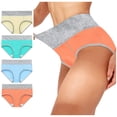 thumbnail image 2 of RKSTN 4Pc Womens Boxer Briefs High Waist Full Coverage Briefs Soft Breathable Postpartum Panties Patchwork Color Stretch Underpants, 2 of 9