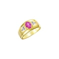thumbnail image 3 of RYLOS Men's Rings 14K Yellow Gold Classic 7X5MM Oval Gemstone & Diamond Ring Star Ruby July Birthstone Rings For Men, Gold Rings Size 13, 3 of 7