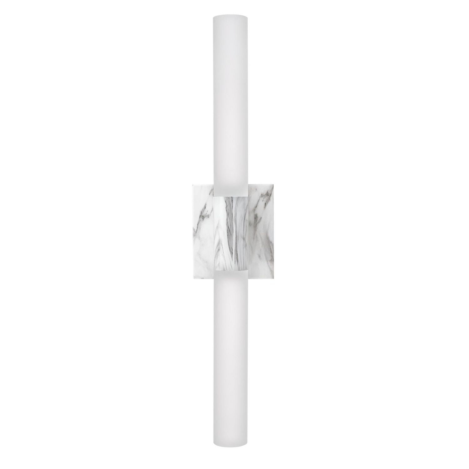 Applique murale à deux têtes à DEL intégrées et à intensité variable Marseille, similimarbre blanc, abat-jours en acrylique givré, 19 W, 1 200 lm