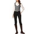 thumbnail image 2 of INSPIRE CHIC Women's Plaid Double Breasted Versatile Racerback Suit Vests Black XS, 2 of 5