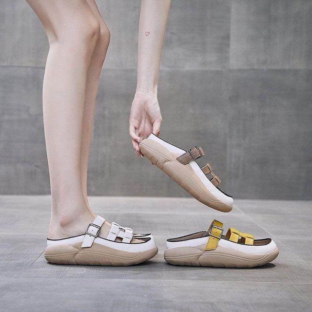 pitrice Sandales à Enfiler pour Femmes Imperméables Douces Sandales Plates Chaussures 35 Kaki