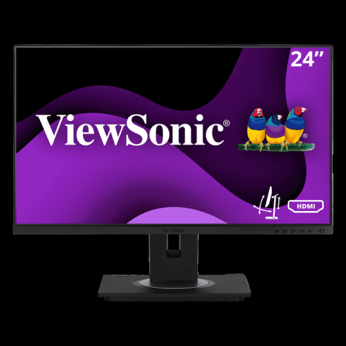 ViewSonic Graphic VG2448a Moniteur IPS Ergonomique 24 Pouces avec Résolution 1920 x 1080, Cadre à Fine Lunette Noir et Support Ajustable avec Inclinaison, Pivotement, pivot et Réglages de Hauteur, Orienté vers l'Avant avec Écran Violet et logo ViewSonic, Idéal pour le Bureau et les Installations Multi-Moniteurs.
