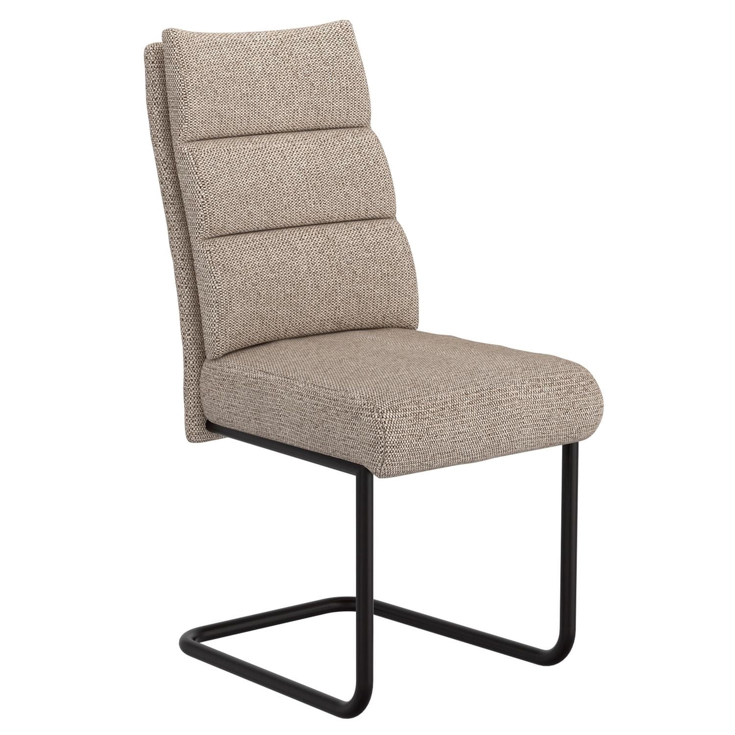 Moderne Tissu et Métal Chaise, Jeu de 2 - Beige et Noir