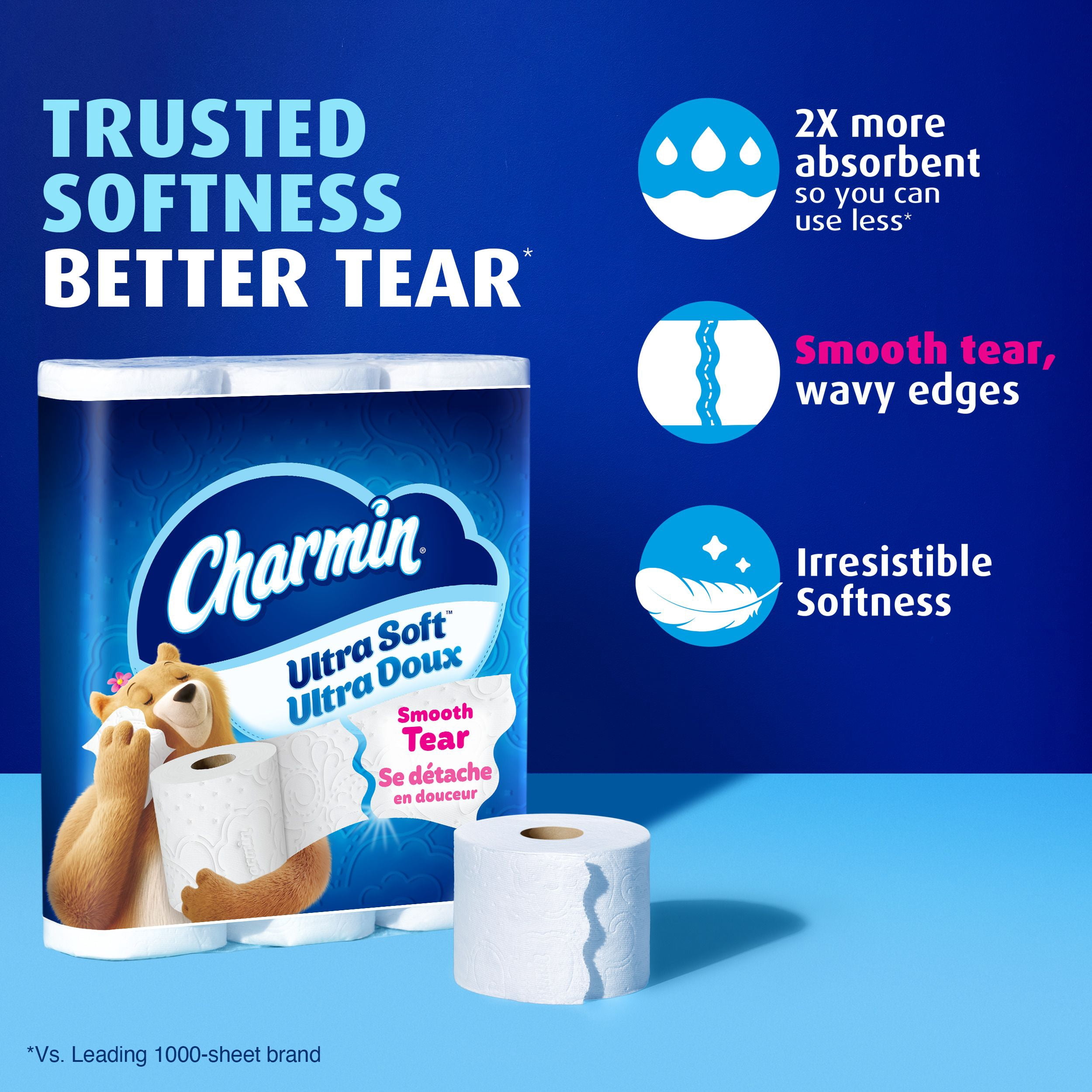 Charmin Ultra Doux, Papier Hygiénique 2 Épaisseurs, 6 Rouleaux (l'Équivalent de 24 Rouleaux Réguliers)