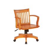 Deluxe Wood Bankers Office Chair with Wood Seat in Medium Oak Finish