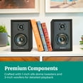 thumbnail image 4 of Electrohome Berkeley 2.0 Stereo Powered Bookshelf Speakers with Built-in Amplifier and 3" Drivers for Turntable, TV, PC and Wireless Music Streaming featuring Bluetooth 5, RCA and Aux (EB20B), 4 of 8