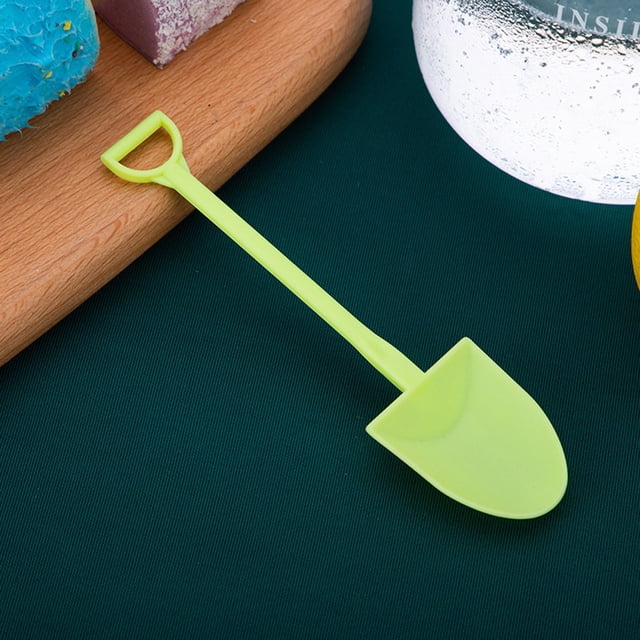 LSLJS 100 Pcs Plastic Ice Cream Spoons Mini Dessert Shovels Pudding Yogurt Spoons Shovel Shape Spoons for Potted Cake, Kitchen Gadgets
