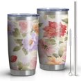thumbnail image 1 of Gobelet 20oz avec Couvercle et Paille en Acier Inoxydable Rose Fleurs Roses Gobelet Isolé sous Vide pour Eau Café, Double Paroi Gobelet de Voyage Réutilisable pour Boissons Chaudes, 1 of 5