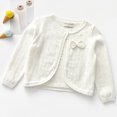 thumbnail image 1 of RXIRUCGD Veste Décontractée à Capuche pour Filles, Manches Longues, Col Rond, Boutons Perforés, Nœud, Blanc, Taille : 100, 1 of 3