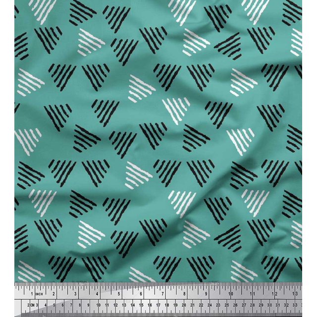 Soimoi Viscose Chiffon Fabric Triangle Block Decor Fabric Printed Yard 42 Inch Wide