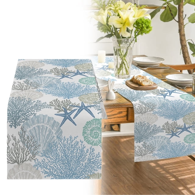 Table Cloth Clearance Coastal Beach Tablecloth Sea Animals Summer Theme Nautical Sea Satrfish Theam Summer Ocean Home Decor For Table Dining Room Kitchen, Home Textile Table Cloth
